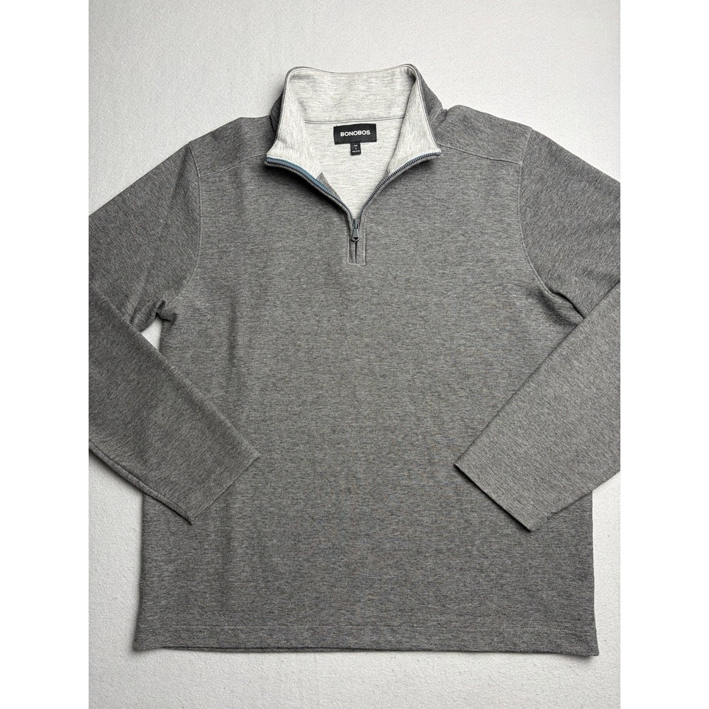 Bonobos Slim Quarter Zip Pullover Gray Men's Large